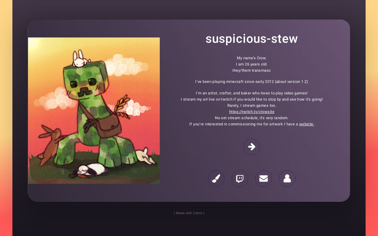 Carrd profile picture for @stew